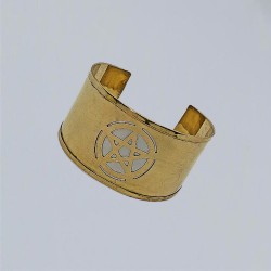 Bracelet large avec pentagramme, en laiton