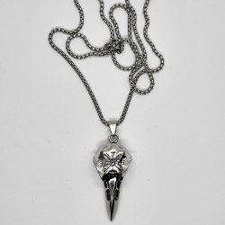 Necklace raven skull with vegvisir