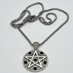 Halskette Pentagramm mit schwarzen Steinen