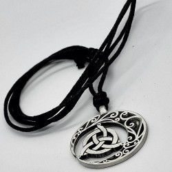 Pewter pendant crescent moon with triqueta