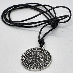 Viking compass pendant with Aegishjalmur symbol for protection