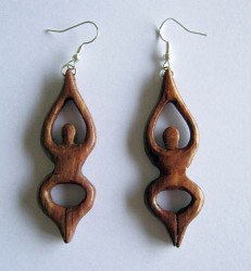 Pendientes diosa de madera -par-