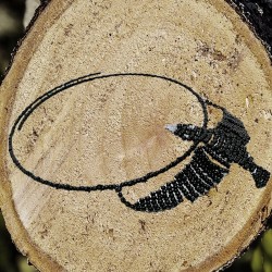 Raven necklace made of black glass beads