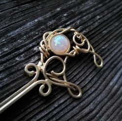 Hair stick, hairpin half moon with stone