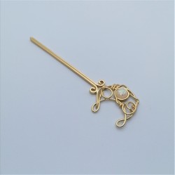 Hair stick, hairpin half moon with stone