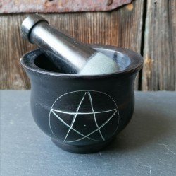 Mortar made of soapstone with pentagram