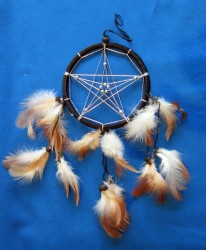 Dreamcatcher, Traumfänger mit Pentagramm Schwarz