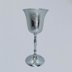 Brass chalice with pentagram, silver-plated