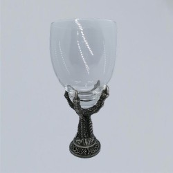 Glass goblet with pewter foot eagle's claw