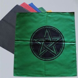 Altar cloth with black pentagram Green