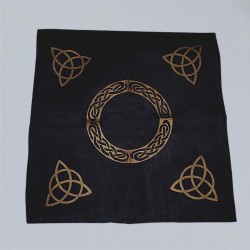 Black altar cloth with golden triquetta