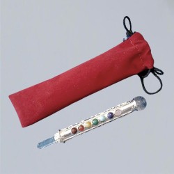 Chakra wand with rock crystal point large