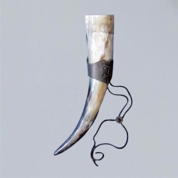 Drinking horn holder made of leather