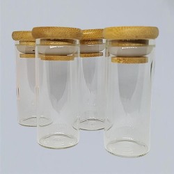 Vial with bamboo lid 30ml 4pcs pack