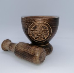 Wooden Mortar with Pentagram