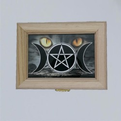 Caja de madera Wicca Triple Moon