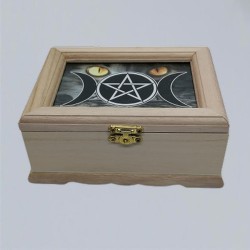 Caja de madera Wicca Triple Moon