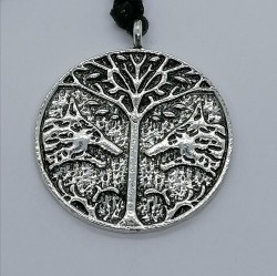 Pendant tree of life with Fenris wolves
