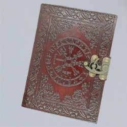 Asatru Notizbuch / Tagebuch Wikinger Kompass mit Messingbeschlag