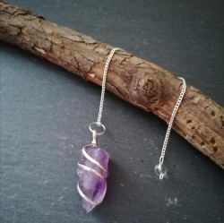 Pendulum amethyst nature with silver plated metal spiral