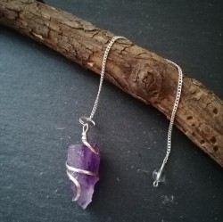 Pendulum amethyst nature with silver plated metal spiral