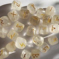 Rune set made of rock crystal