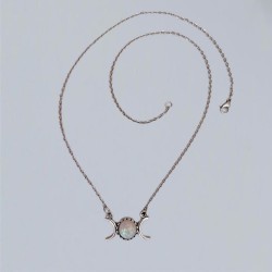 Wicca necklace Triple Moon with artificial stone